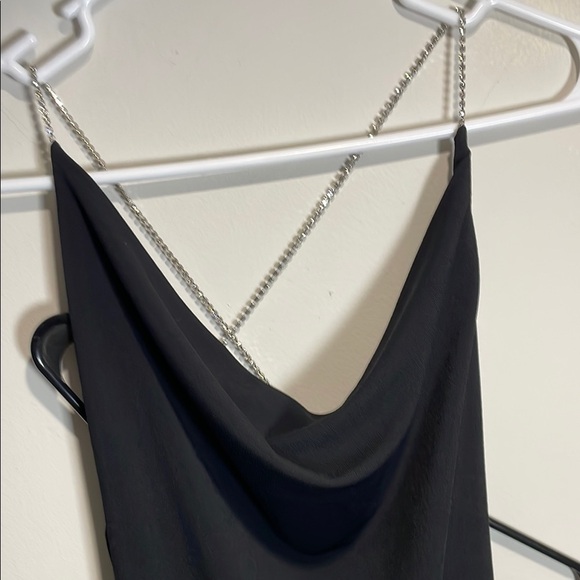 Vintage Black Sleeveless Crystal Spaghetti Strap Slip Dress - Picture 6 of 9